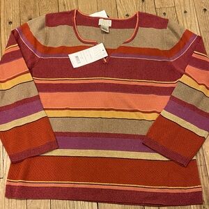 Sigrid Olsen Sport Multicolored Striped Sweater